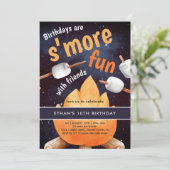 Bonfire S'mores Camping Geburtstag Einladung (Stehend Vorderseite)