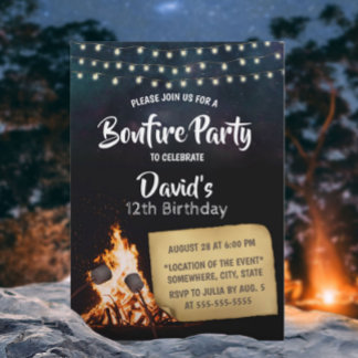 Bonfire & S'mores Camping Geburtstagsparty Einladung