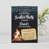 Bonfire & S'mores Camping Geburtstagsparty Einladung (Stehend Vorderseite)