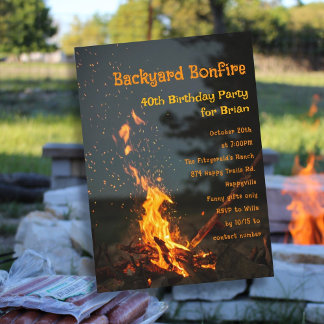 Bonfire Sparks Birthday Party Invitation Einladung