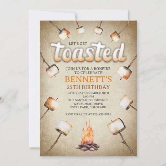 Bonfire Toasted Erwachsene Einladung zum Geburtsta (Vorderseite)
