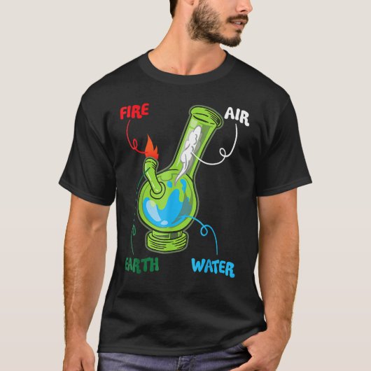 Bong Elements Feuer Wasser Erde Luft Thc Weh Smoki T-Shirt (Vorderseite)