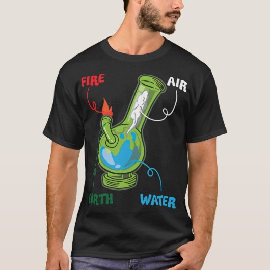 Bong Elements Feuer Water Earth Air Thc Wette T-Shirt (Vorderseite)