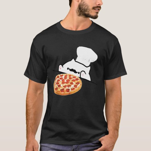 Bongo Cat Pizza Koch dank Memes T-Shirt (Vorderseite)