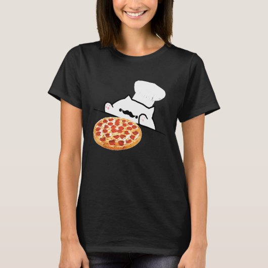 Bongo Cat Pizza Koch dank Memes T-Shirt (Vorderseite)
