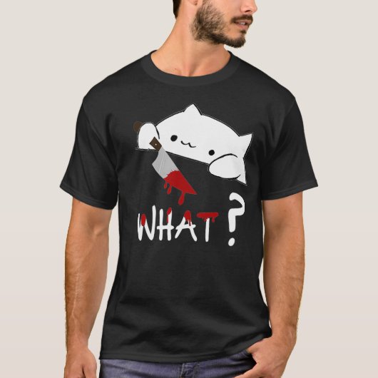 Bongo Cat what Funny Halloween Cat with Bloody T-Shirt (Vorderseite)