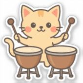 Bongo-Katze Rhythm Beats Aufkleber (Vorderseite)