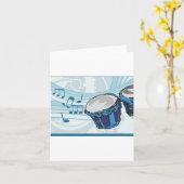 Bongo-Trommeln und Musiknoten Karte (Gelbe Blume)