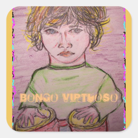 Bongo-Virtuose Quadratischer Aufkleber (Vorderseite)