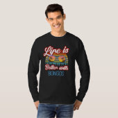 Bongos Retro Sunset Life ist besser mit Bongos! T-Shirt (Vorne ganz)