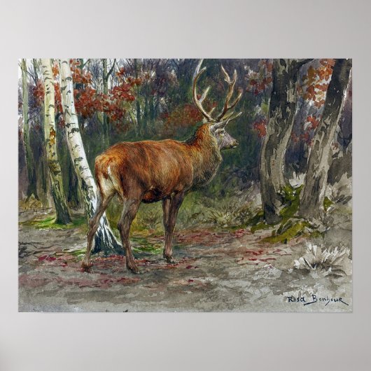 Bonheur - Stag auf der Uhr Poster (Vorne)