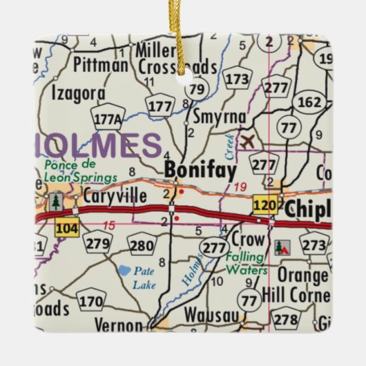 Bonifay Florida Karte Keramikornament (Vorderseite)
