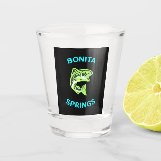 Bonita Federn florida großartige Fischerei Schnapsglas (Vorderseite)