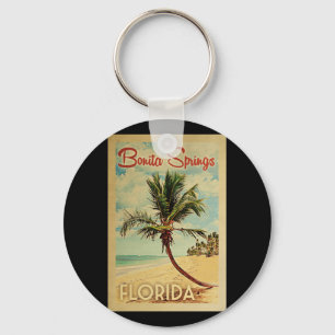 Bonita Springs Palm Tree Vintage Travel Schlüsselanhänger