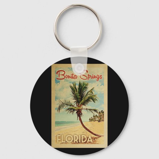 Bonita Springs Palm Tree Vintage Travel Schlüsselanhänger (Vorderseite)