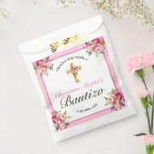 Bonito Rosa Floral Oro Cruz Bautismo Gracias Geschenktütchen (Versiegelt)