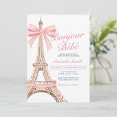 Bonjour Baby Shower French Baby Shower Einladung (Stehend Vorderseite)