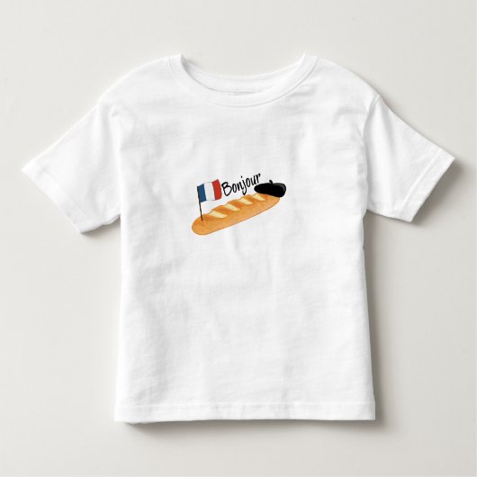 Bonjour Baguette - Funny French Food Kleinkind T-shirt (Vorderseite)