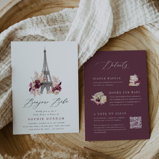 Bonjour Bébé All in One Paris Baby Dusche Einladung
