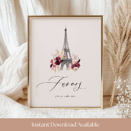 Bonjour Bébé Baby Dusche Gefallen Tafelzeichen Poster