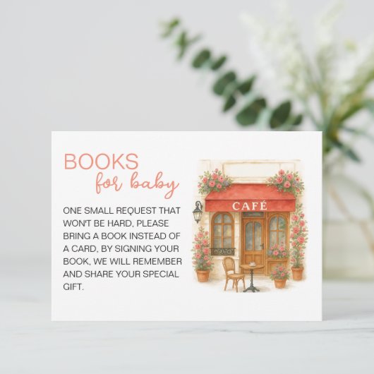 Bonjour Bebe Baby Shower Books Begleitkarte (Stehend Vorderseite)