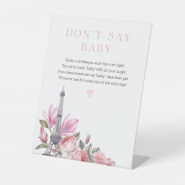 Bonjour Bebe | Babydusche sagt kein Baby-Zeichen Sockelschild