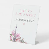 Bonjour Bebe | Babys sind Sweet Baby Shower Sign Sockelschild (Vorderseite)