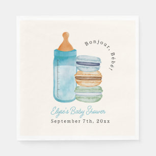 Bonjour Bébé Blaue Macarons & Milk Boy Babyparty Serviette