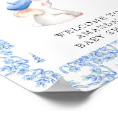Bonjour Bebe Blue French Boy Begrüßung Baby Dusche Poster (Ecke)