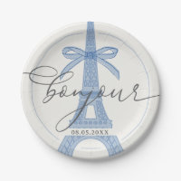 Bonjour Bébé Blue Paris Eiffel Baby Dusche