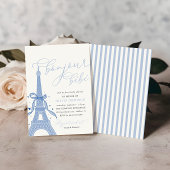 Bonjour Bébé Blue Paris Eiffel Tower Baby Dusche Einladung
