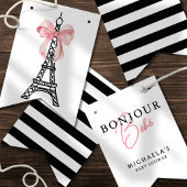 Bonjour Bébé Coquette Bow Paris Babydusche Wimpelkette