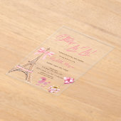 Bonjour Bébé Eiffel Tower Bow Striped Baby Shower Acryleinladungen (Ablage )