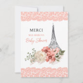 Bonjour Bebe Eiffel Tower Paris Baby Dusche Dankeskarte (Vorderseite)