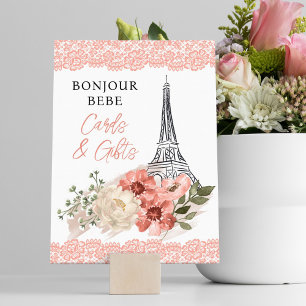 Bonjour Bebe Eiffel Tower Paris Baby Dusche Poster