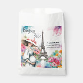 Bonjour Bebe Floral Eiffel Tower Paris Baby Dusche Geschenktütchen (Vorderseite)