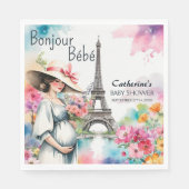 Bonjour Bebe Floral Eiffel Tower Paris Baby Dusche Serviette (Vorderseite)