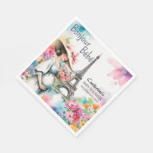 Bonjour Bebe Floral Eiffel Tower Paris Baby Dusche Serviette (Ecke)