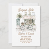 Bonjour Bebe Floral French Baby Dusche Einladung (Vorderseite)