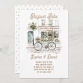 Bonjour Bebe Floral French Baby Dusche Einladung (Vorne/Hinten)