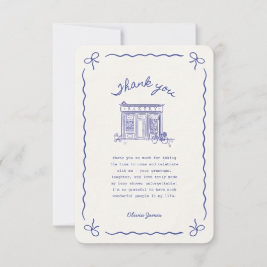 Bonjour Bebe French baby shower Dankeskarte (Vorderseite)