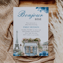 Bonjour Bebe French Blue Baby Shower Invitation Einladung