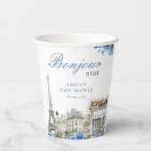 Bonjour Bebe French Blue Baby Shower Pappbecher (Rückseite)