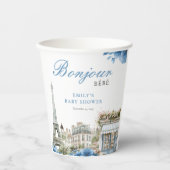 Bonjour Bebe French Blue Baby Shower Pappbecher (Vorderseite)