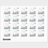 Bonjour Bebe French Blue Baby Shower Quadratischer Aufkleber (Blatt)