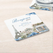 Bonjour Bebe French Blue Baby Shower Rechteckiger Pappuntersetzer (angewinkelt)