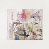 Bonjour Bebe French Cafe Babydusche Hintergrund Wandteppich (Vorderseite (Horizontal))