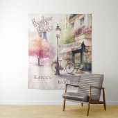 Bonjour Bebe French Cafe Babydusche Hintergrund Wandteppich (Beispiel)