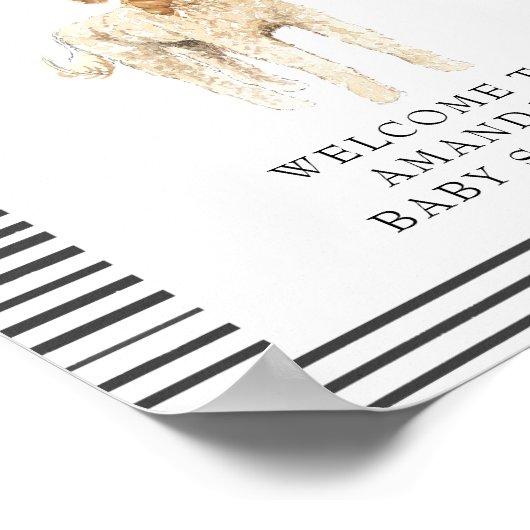 Bonjour Bebe French Doodle Begrüßungsbaby-Dusche Poster (Ecke)