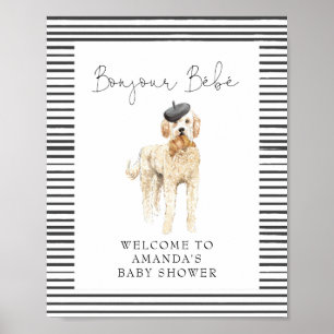 Bonjour Bebe French Doodle Begrüßungsbaby-Dusche Poster